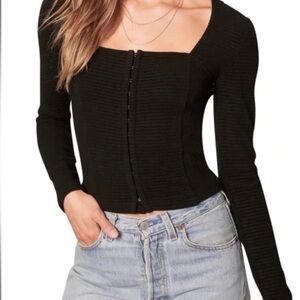 BB Dakota Steve Madden Black Ribbed Long Sleeve Top